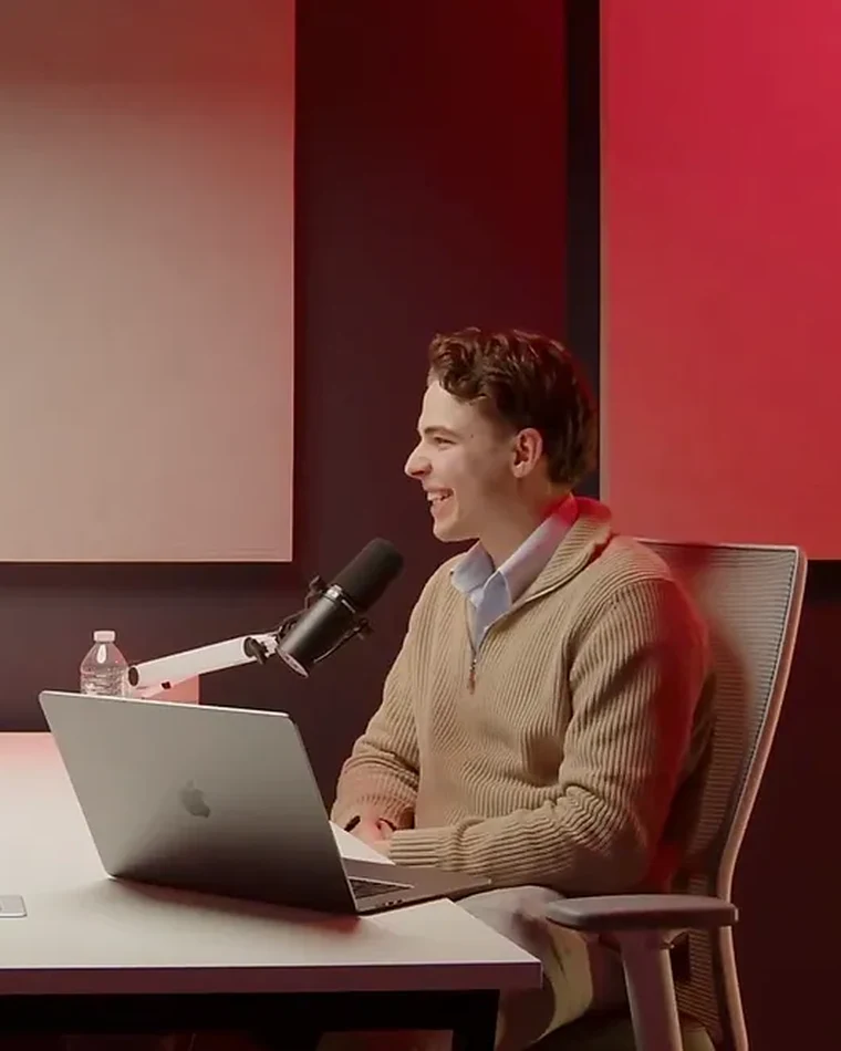 Michael Pavlovskyi recording The Rednote Podcast